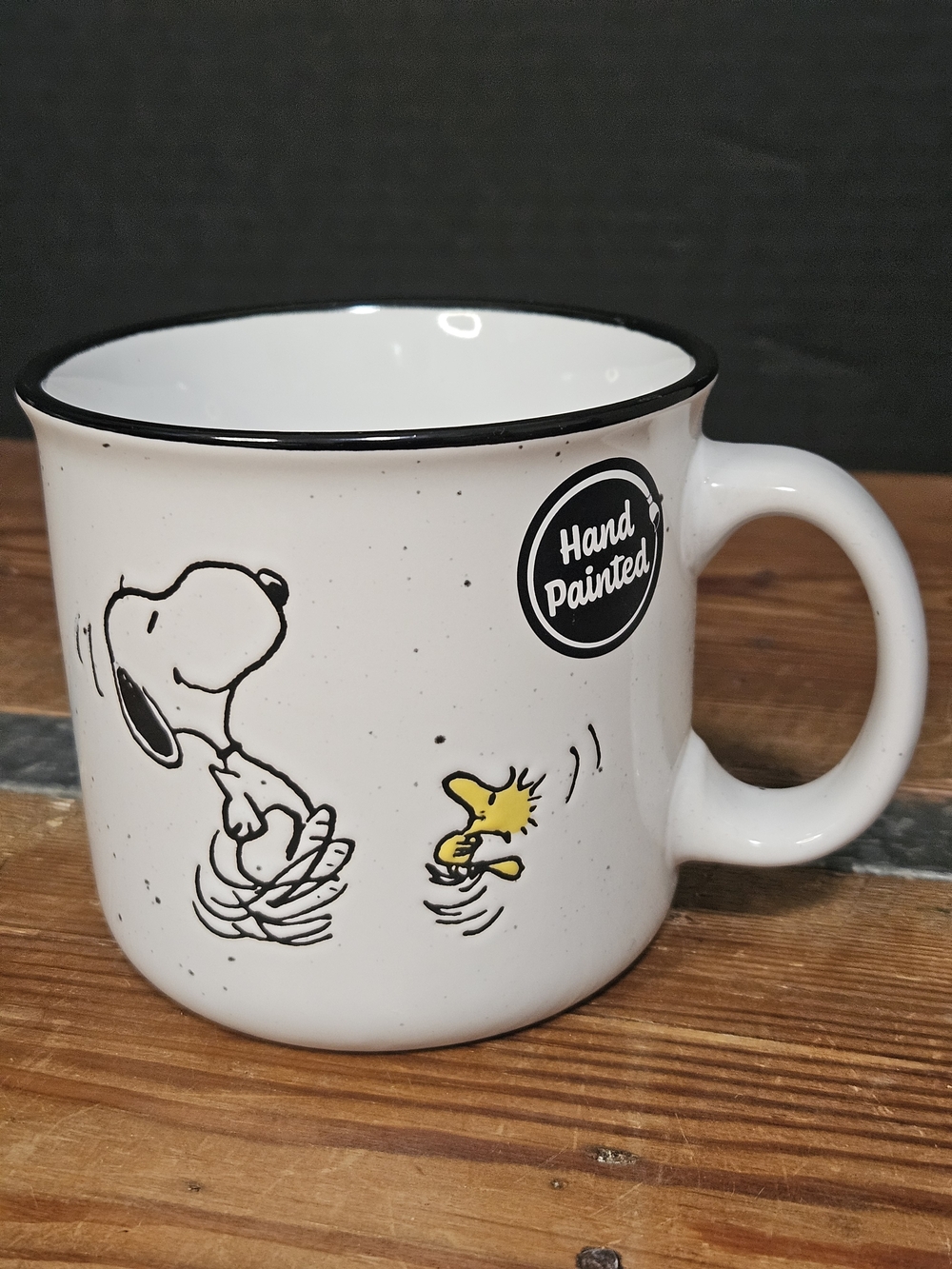 Peanuts White & Black Mug with Yellow Woodstock Accent